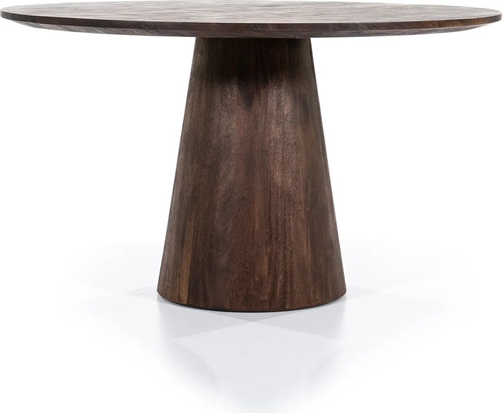 Donkerbruine Eettafel Rond 130 Cm - 130 X 130cm.