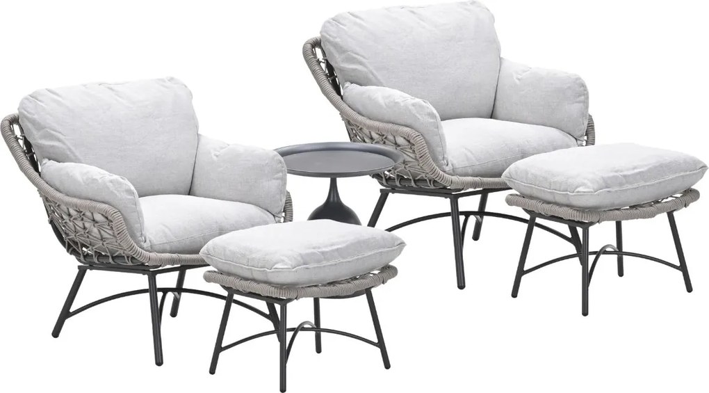 Garden Impressions Selene loungestoelen taupe - Mati bijzettafel Ø50x48 cm