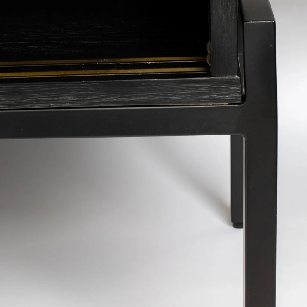 Zuiver Hardy Tv-meubel Met Schuifdeuren Zwart - 160x45x60cm.