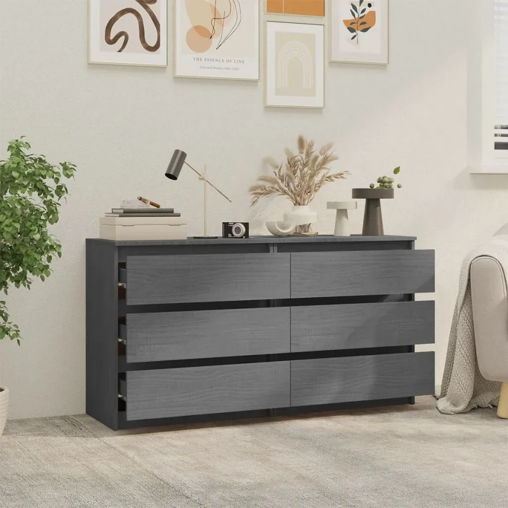 vidaXL Nachtkastjes 2 st 60x36x64 cm massief grenenhout grijs