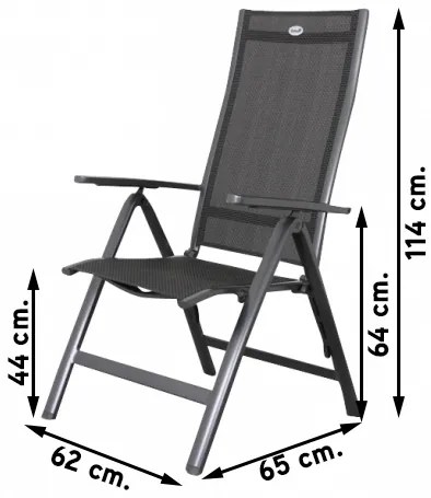 Hartman Roma/Kings 4-persoons verstelbare tuinset 180x100 cm. - Antraciet