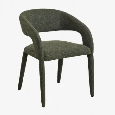 2-pack Eetkamerstoelen Met Armleuningen Gestoffeerd Arazeina Bouclé Leger Groen - Sklum