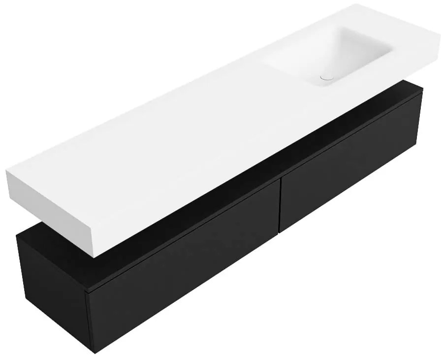 Zaro Alan badmeubel 190cm urban 2 lades met vrijhangende wastafel cloud rechts 1 kraangat talc