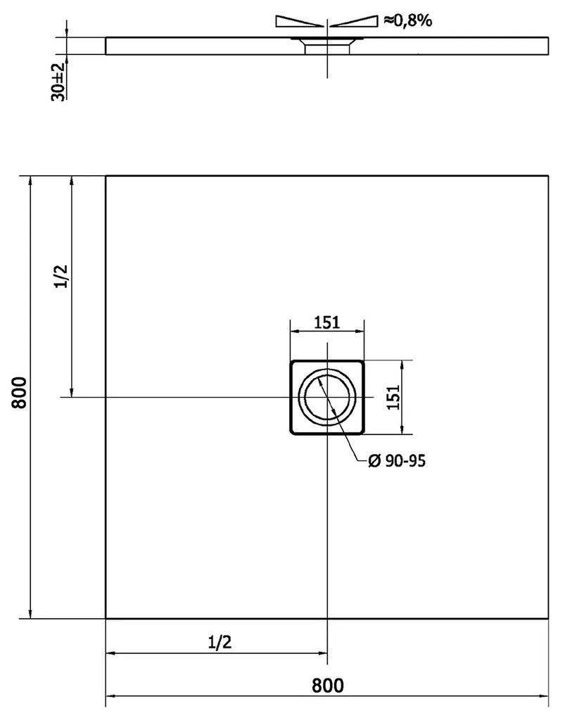 Polysan Flexia vierkante douchebak 80x80cm wit