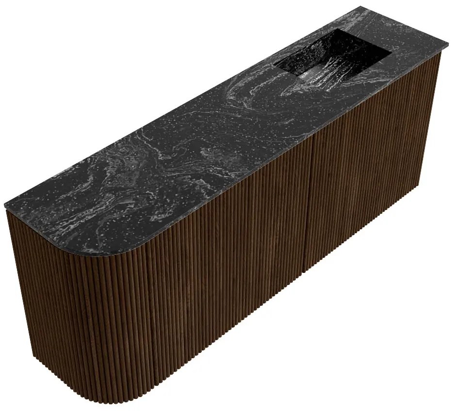 Mondiaz Joya DLux 100cm toiletmeubel ronding links walnut met wastafel faye rechts zonder kraangat lava