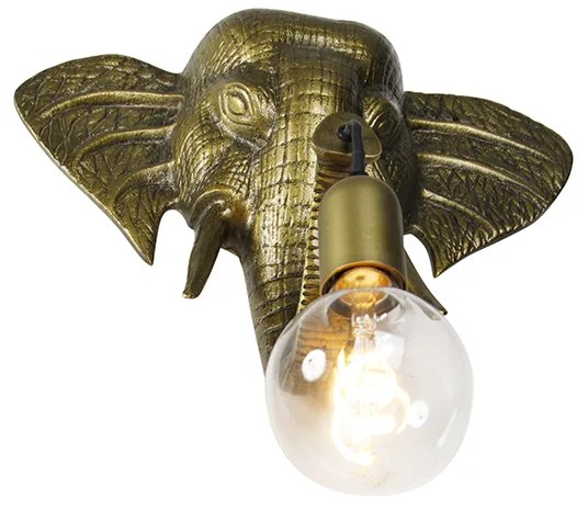 Vintage wandlamp goud - Animal Elefant