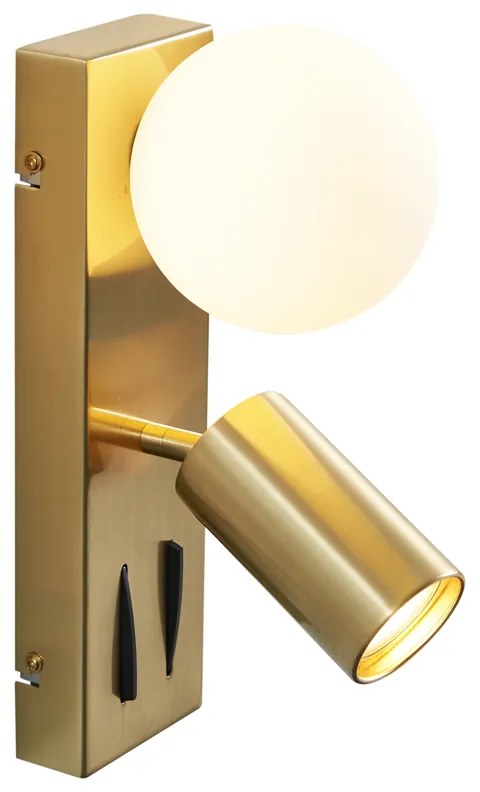 Moderne wandlamp messing 2-lichts kantelbaar met USB-C poort - Lesly