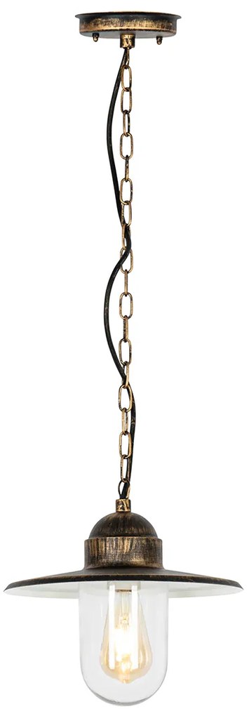 Landelijke buiten hanglamp antiek goud IP44 - Kansas