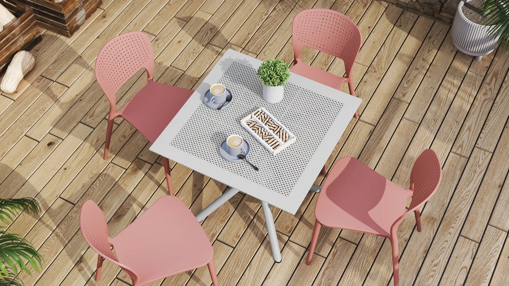 FLAVIO 80x80 Lichtgrijs (asgrijs) - MODERNE VIERKANTEN TUINTAFEL (voor keuken, café, tuin)