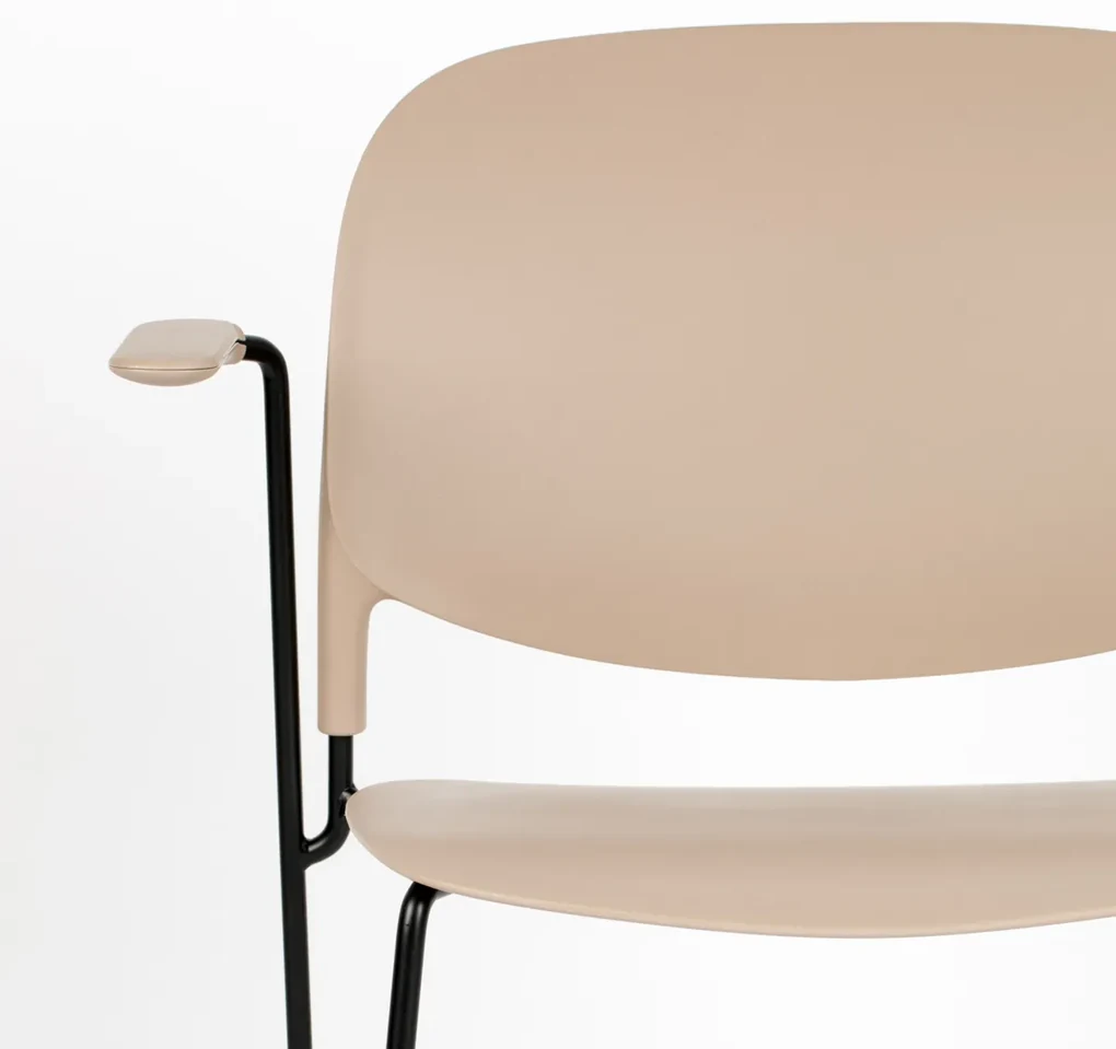 Stapelbare Design Stoel Met Arm Beige