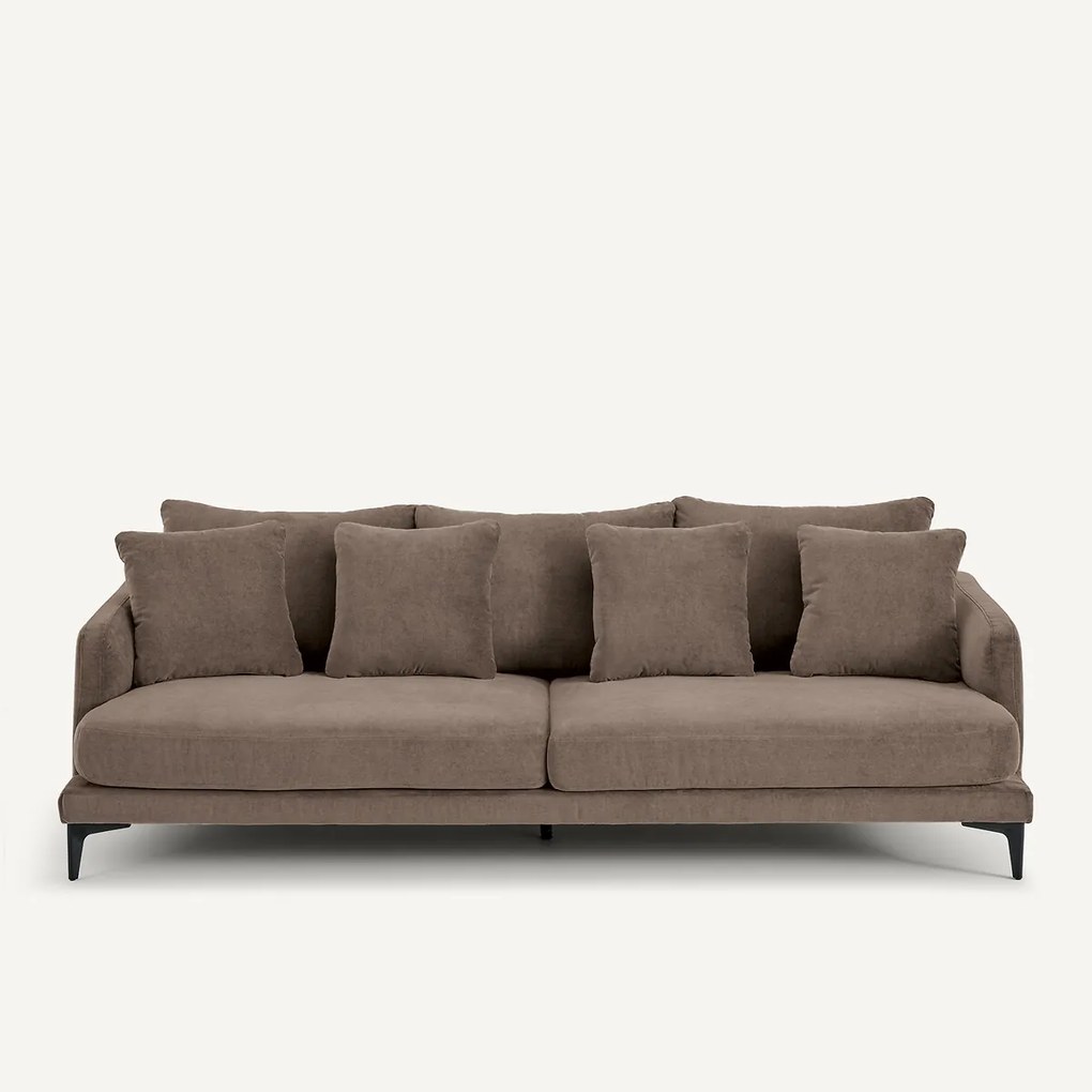 3- of 4-zitsbank in stone-kleurig fluweel, MODERNISTE, ontwerp van Emmanuel Gallina