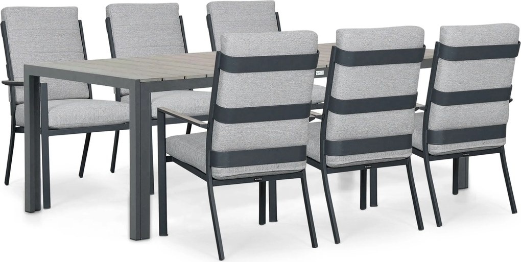 Tuinset 6 personen 217 cm Aluminium Grijs Lifestyle Garden Furniture Lecce/Young