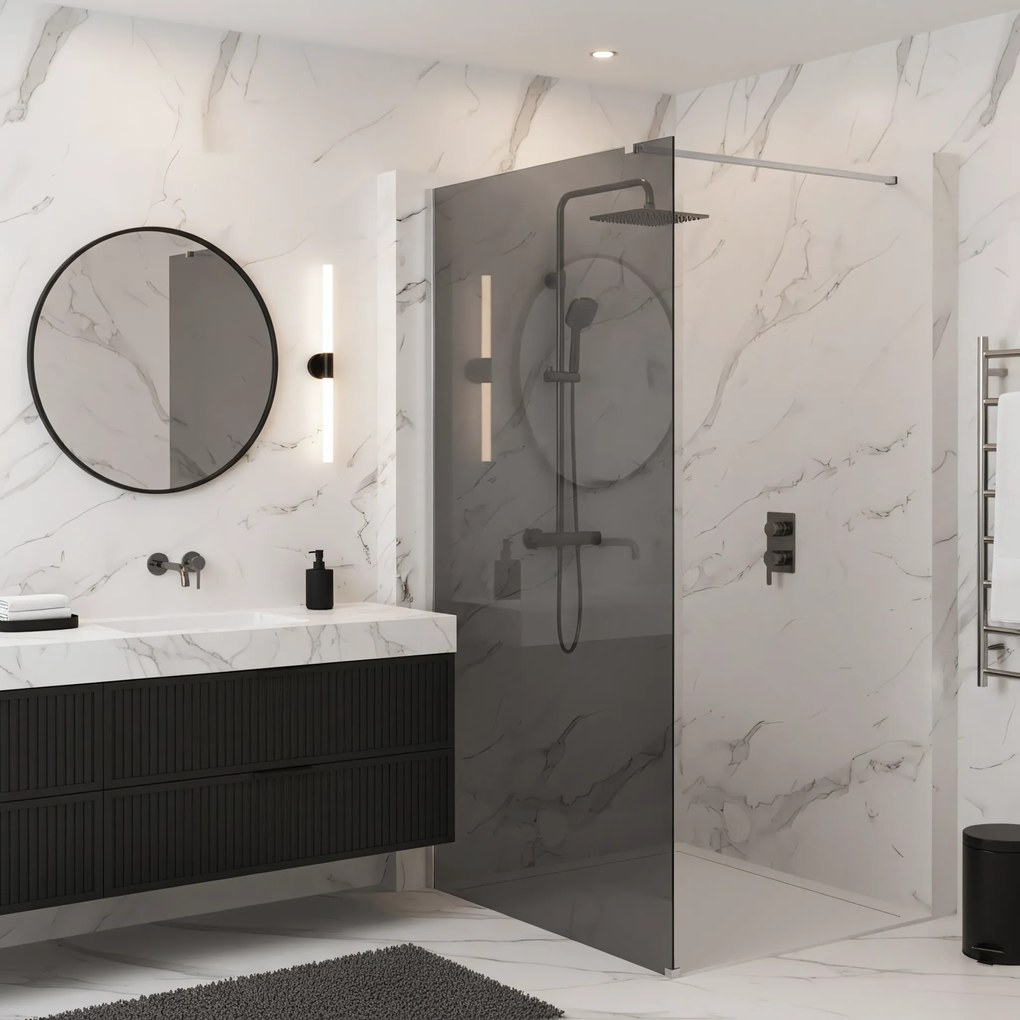 Walk-in douchewand Rea Flexi Grey / Chrome 90