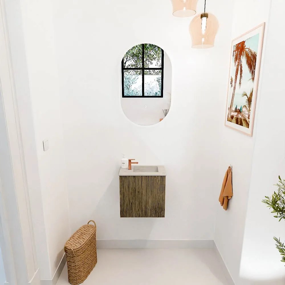 Mondiaz Joya DLux 40cm toiletmeubel dusk met wastafel faye rechts 1 kraangat opalo
