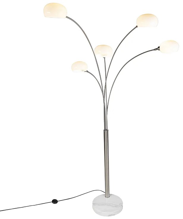 Design vloerlamp staal 5-lichts - Sixties Marmo Modern, Design E14 Binnenverlichting Lamp