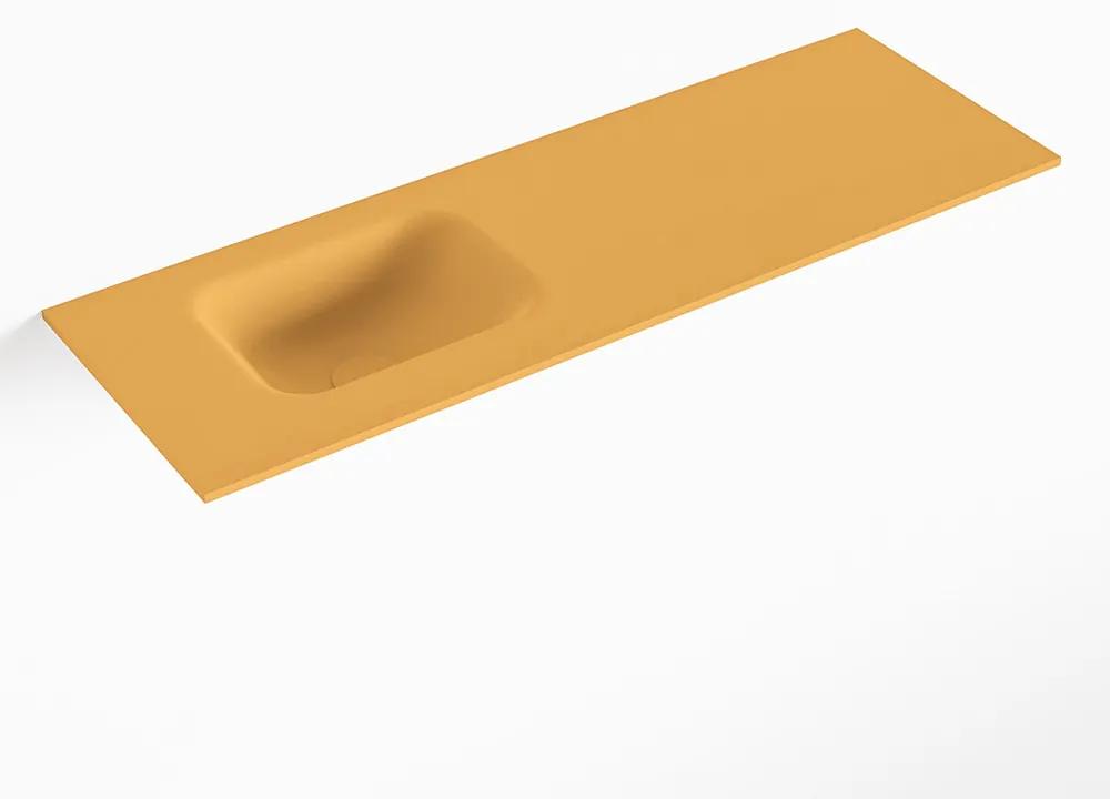 MONDIAZ LEX Ocher solid surface inleg wastafel voor toiletmeubel 90cm. Positie wasbak links