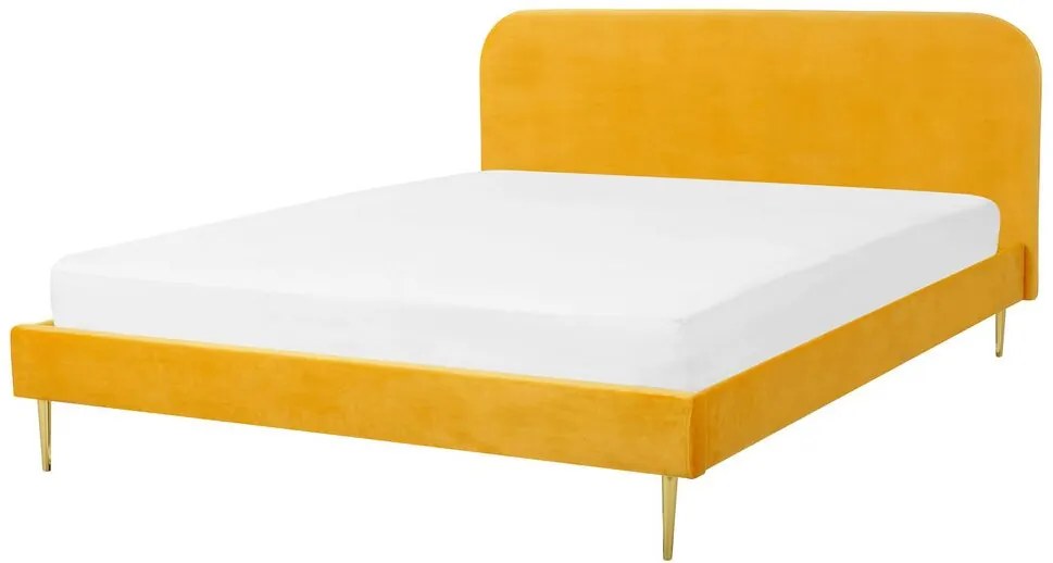 Bed fluweel geel 160 x 200 cm FLAYAT Beliani