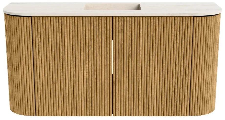 Mondiaz Joya DLux 85cm toiletmeubel ronding links/rechts oak met wastafel faye midden zonder kraangat meli