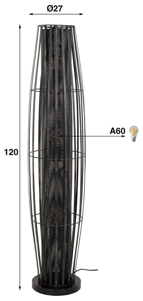 Staande Vloerlamp Zwart Metaal 120 Cm