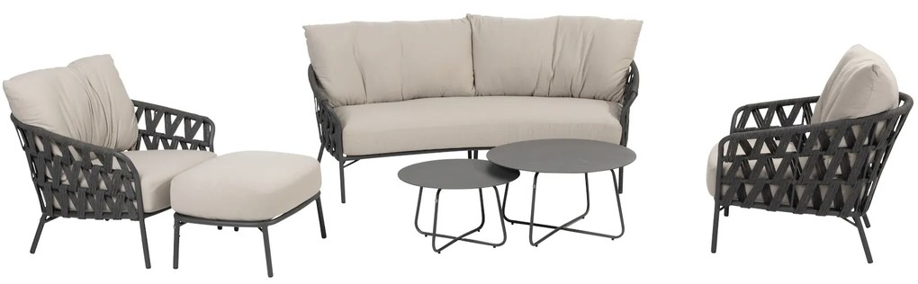 Albareto stoel bank organische loungeset 6 delig antraciet rope Taste 4SO