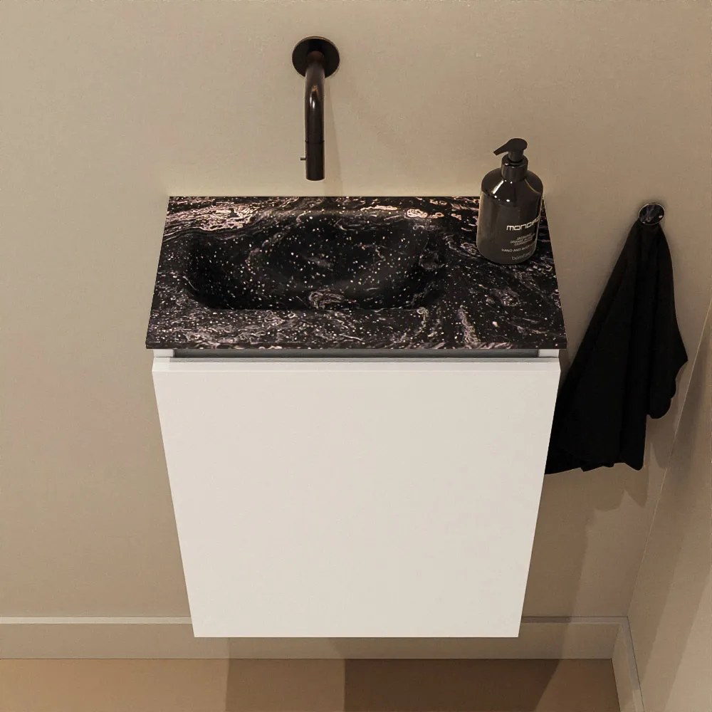 Mondiaz Ture DLux toiletmeubel 40cm talc met wastafel lava links zonder kraangat