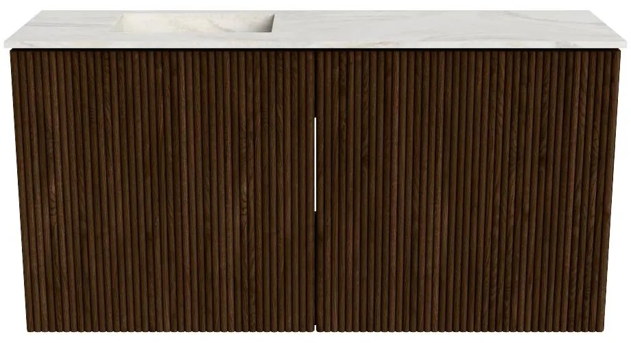 Mondiaz Joya DLux 80cm toiletmeubel walnut met wastafel faye links 1 kraangat ostra
