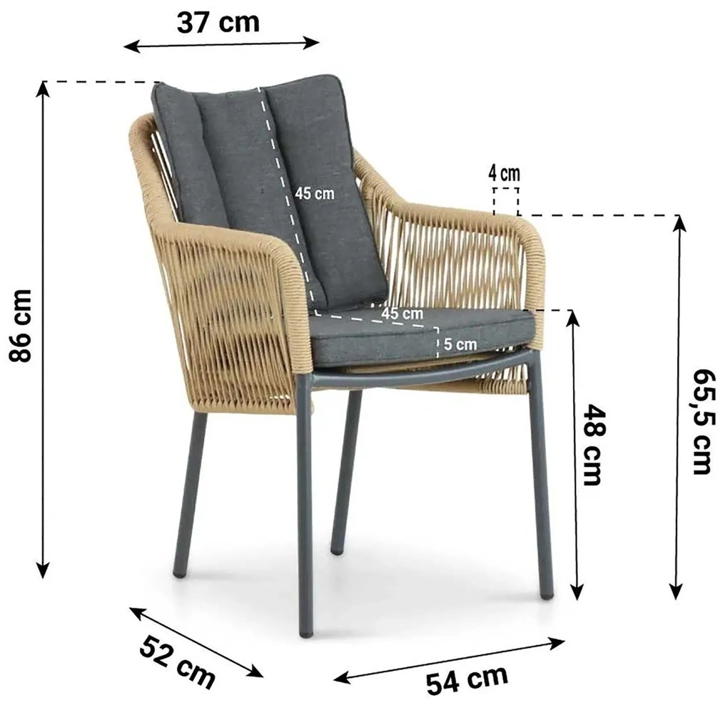 Tuinset 6 personen 240 cm Aluminium/rope Taupe Lifestyle Garden Furniture Marbella/Vienna