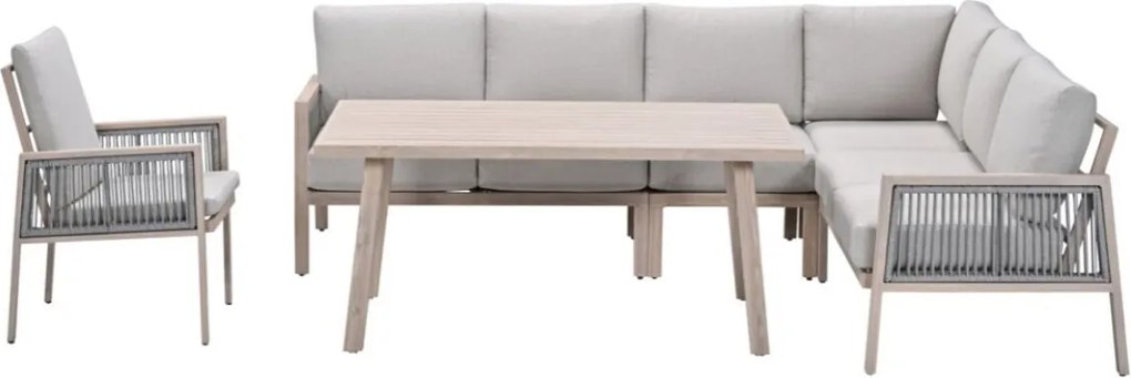 Garden Impressions San Capri lounge dining set 6-delig incl. stoel - light oak aluminium