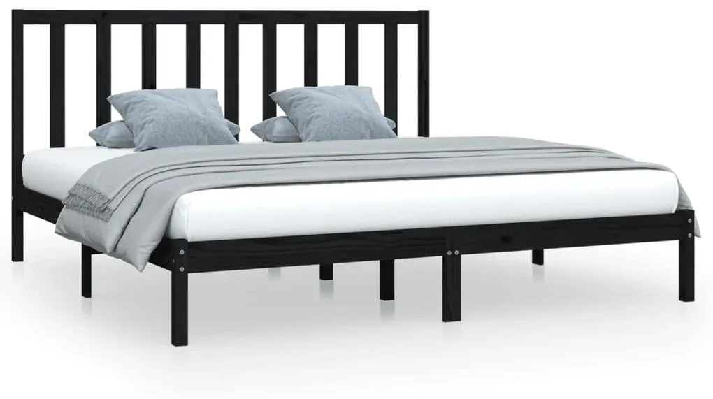 vidaXL Bedframe massief grenenhout zwart 200x200 cm