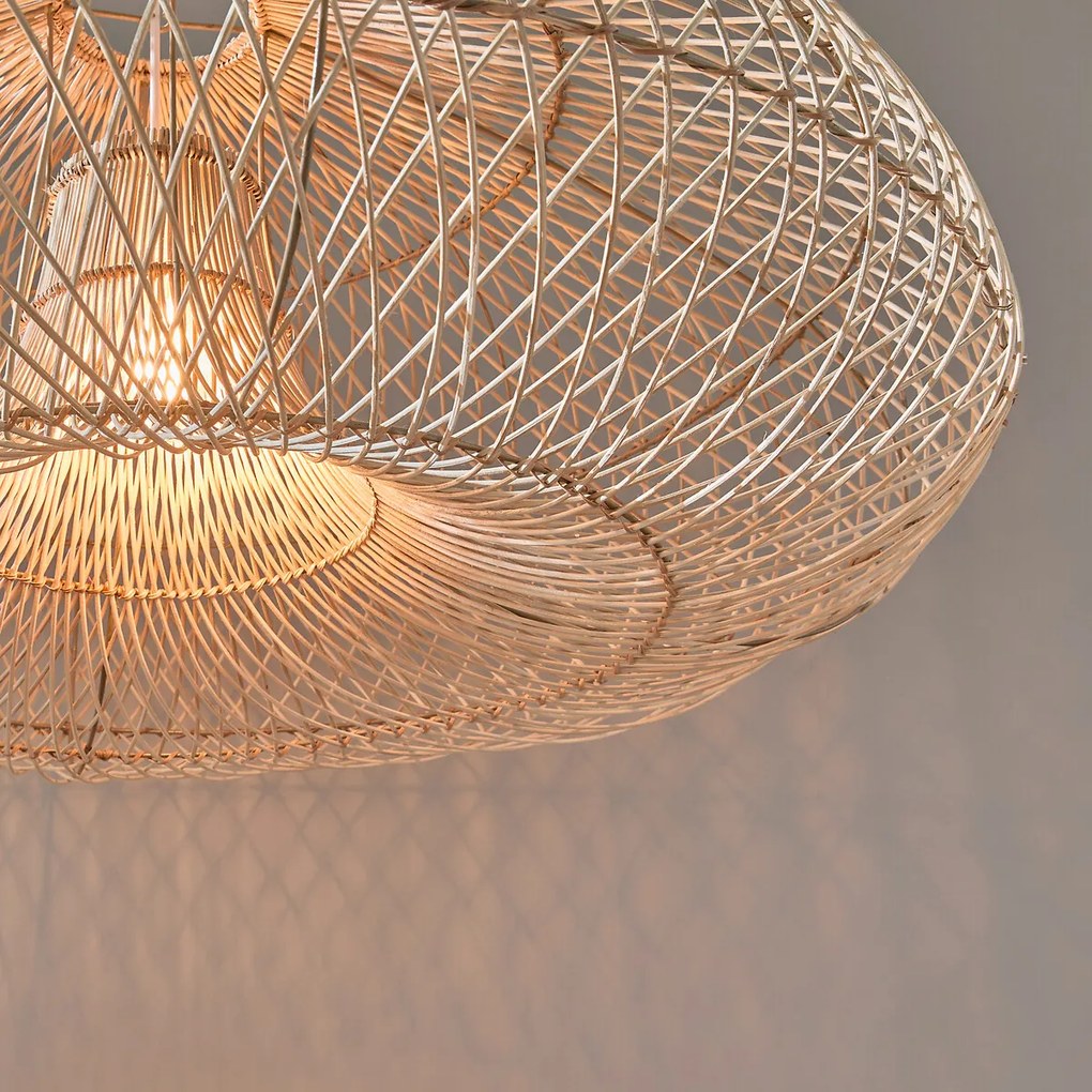 Hanglamp in gevlochten rotan, Titou