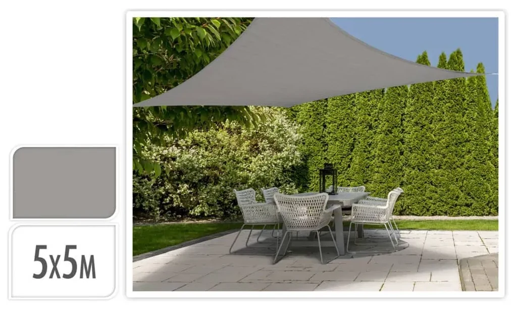 ProGarden Schaduwdoek vierkant 5x5 m grijs