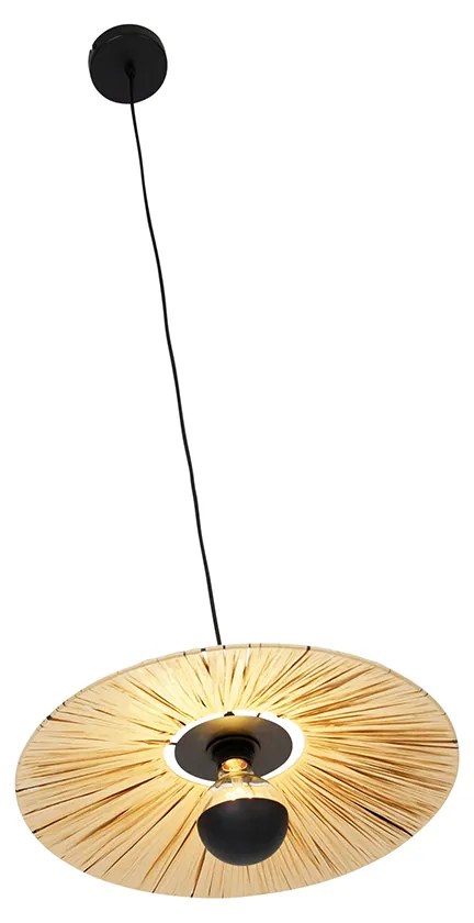 Landelijke hanglamp zwart met touw 45 cm - Leia