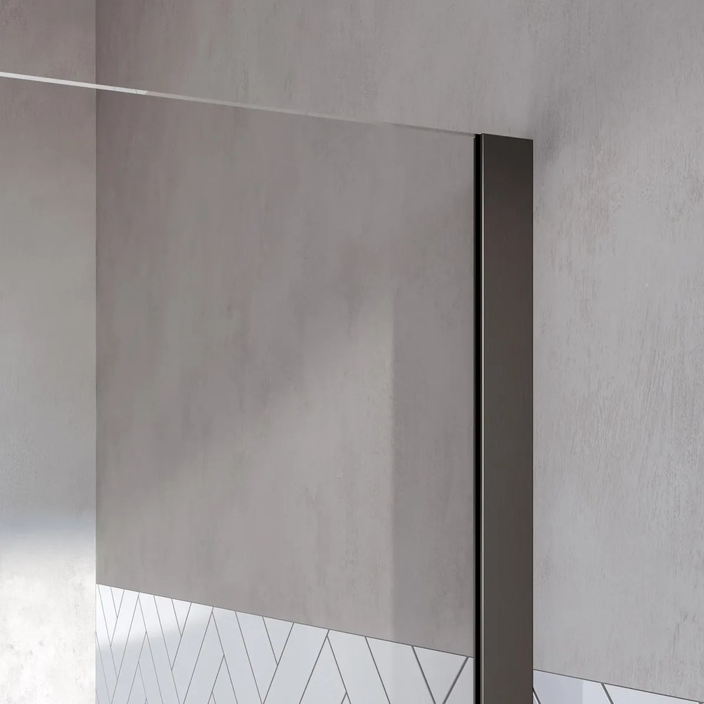 Brauer Oblivion inloopdouche helder glas 120cm met 40cm zijwand gunmetal geborsteld PVD
