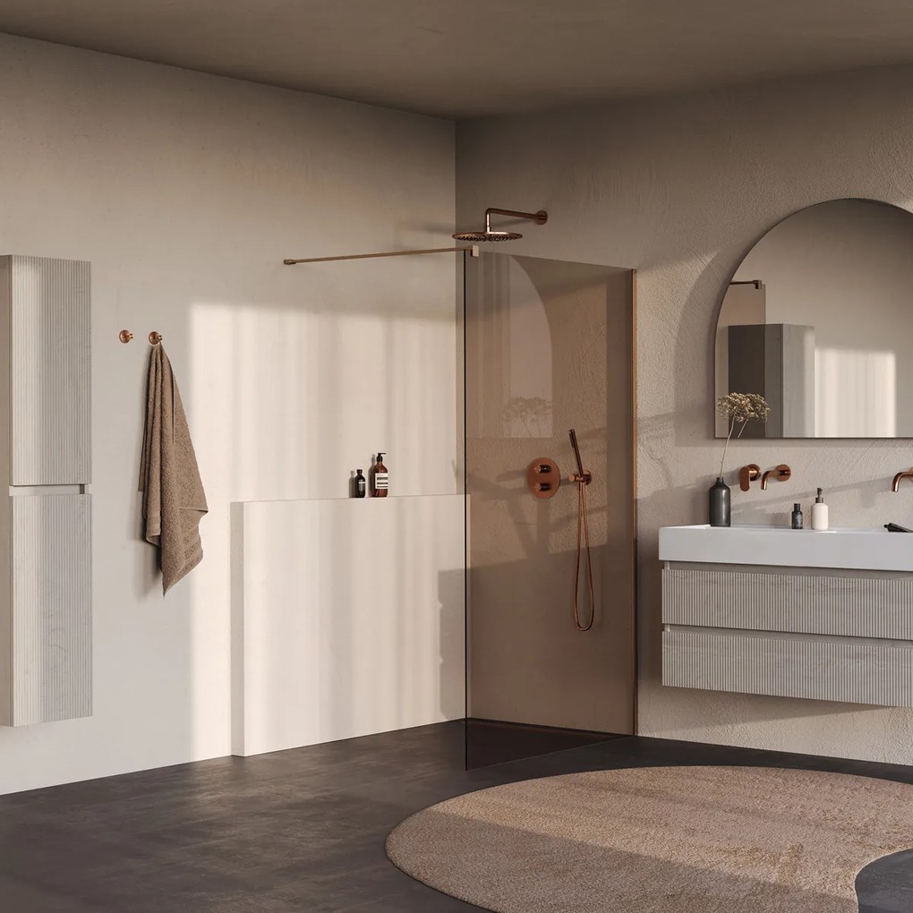 Brauer Oblivion inloopdouche bronsglas 120cm koper geborsteld PVD