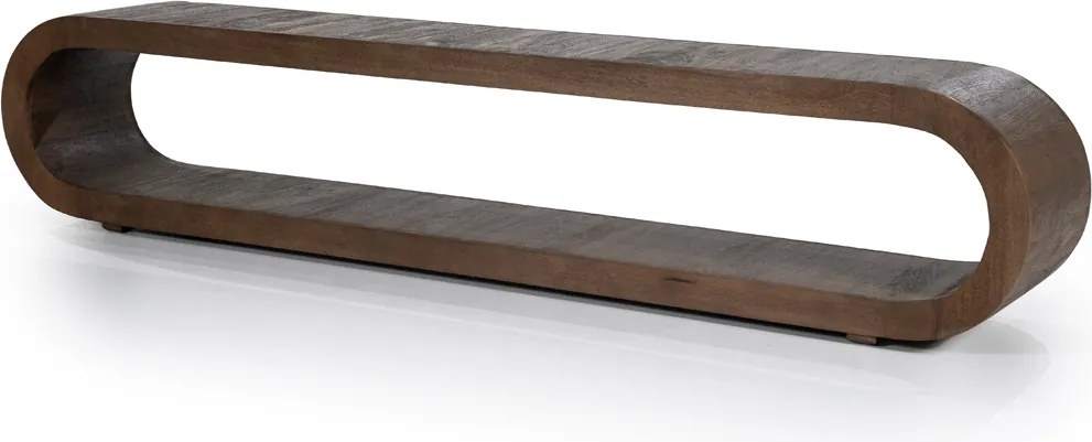 Ovale Tv-meubel Gebogen Hout - 200x30x40cm.