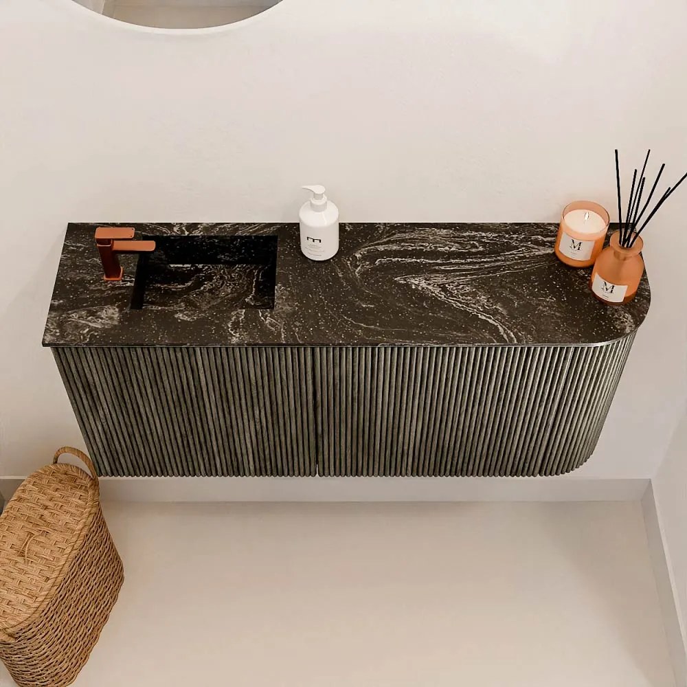 Mondiaz Joya DLux 90cm toiletmeubel ronding rechts shadow met wastafel faye links 1 kraangat lava