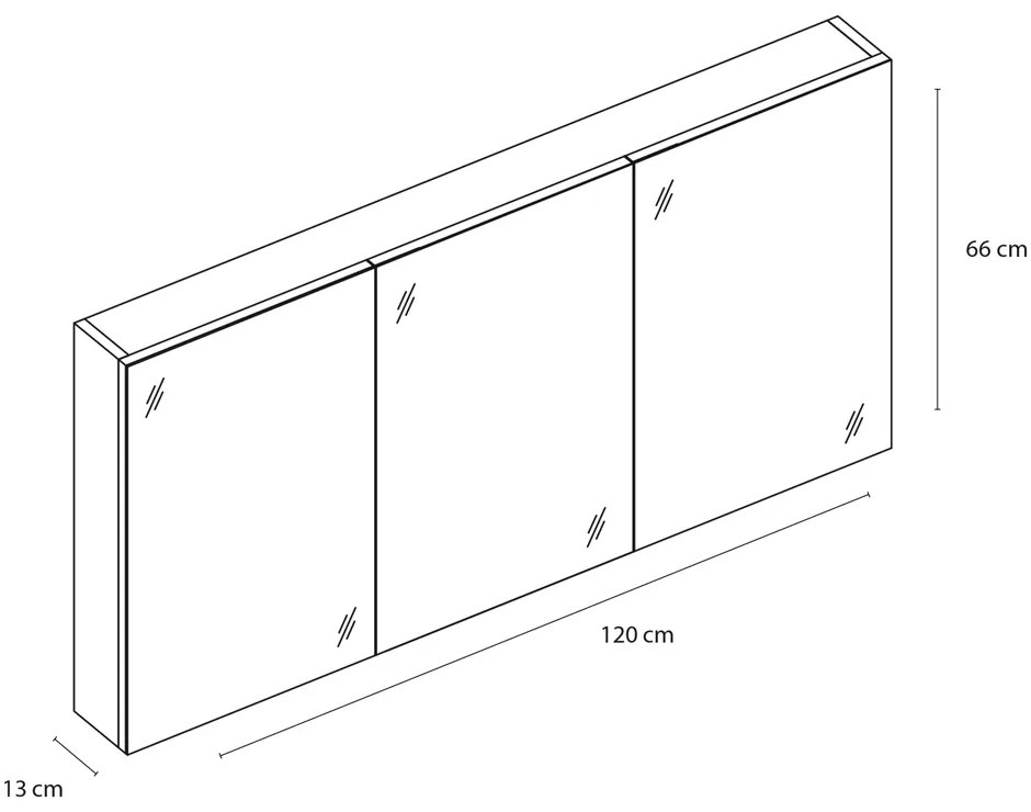 Differnz Somero spiegelkast 120cm hoogglans wit