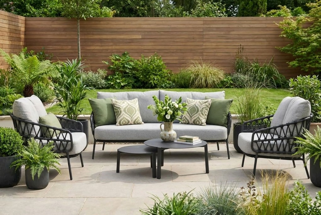 Stoel en Bank Loungeset 5 personen Aluminium/Rope Grijs 4 Seasons Outdoor Seasons