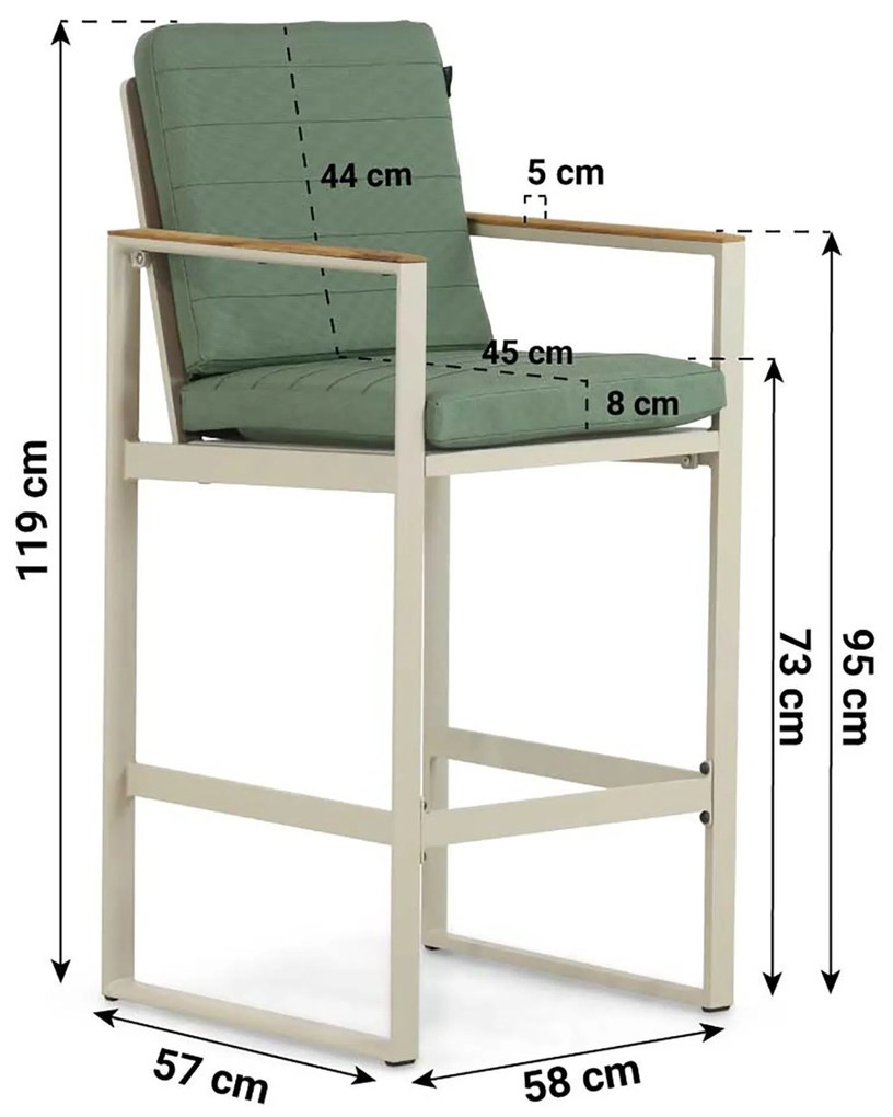 Barstoel Aluminium/Teak Taupe-naturel-bruin Lifestyle Garden Furniture Faro