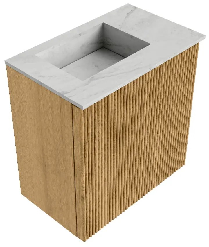 Mondiaz Joya DLux 40cm toiletmeubel oak met wastafel faye links zonder kraangat opalo