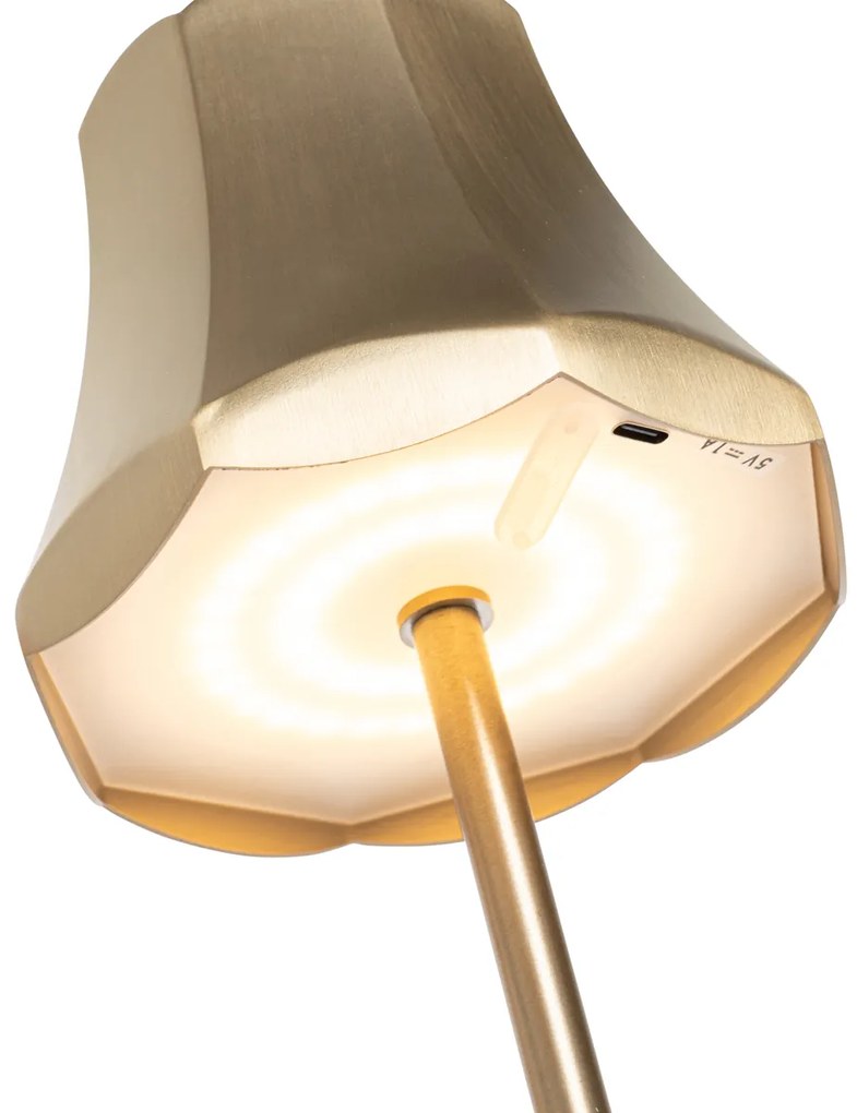 Buitenlamp met dimmer LED Retro tafellamp met dimmer goud oplaadbaar IP44 - Granny Retro IP44 Buitenverlichting Lamp