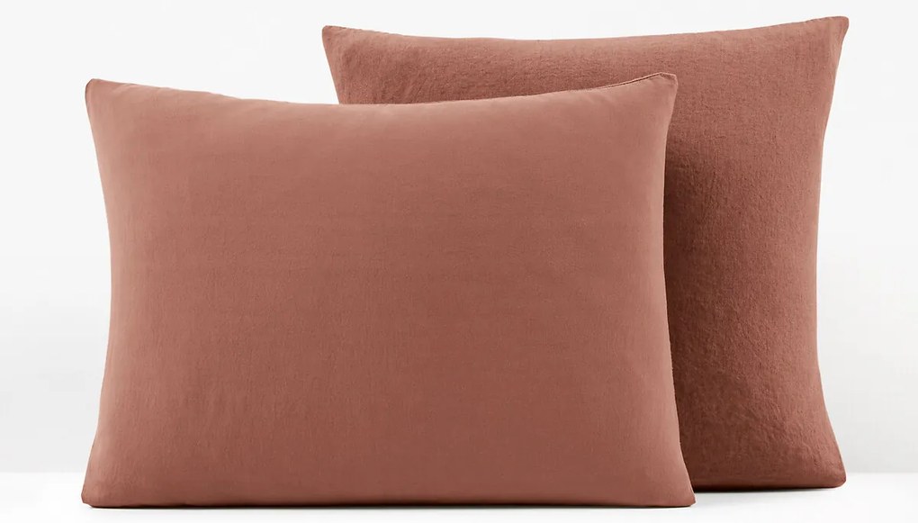 Dubbelzijdige kussensloop in gewassen linnen en gewassen katoen, Annaba