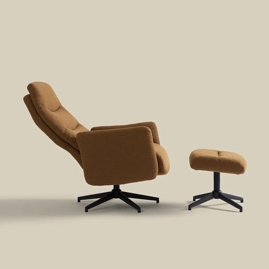 Verstelbare Fauteuil Met Voetenbank Caramel