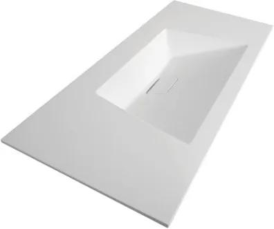 Saniclass Alento meubelwastafel 100.5x1.5x46cm zonder overloop 1 wasbak 1 kraangat Solid Surface wit mat 2481