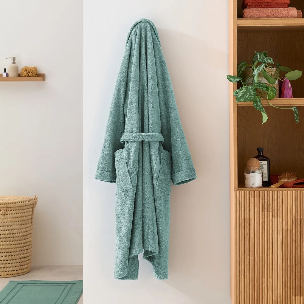 Badjas in badstof, sjaalkraag, 450g/m², Haxel