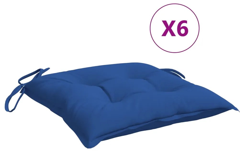 vidaXL Stoelkussens 6 st 50x50x7 cm stof blauw