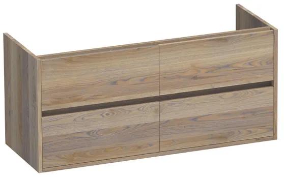 Saniclass Nexxt wastafelonderkast 120x46x55cm 4 softclose greeploze lades met 2 sifonuitsparingen Hout Vintage oak 1074VOG