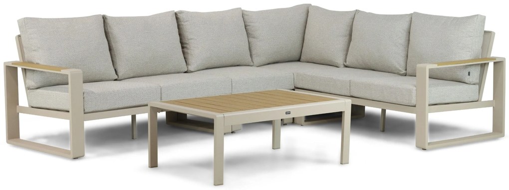 Hoek loungeset 6 personen Aluminium/Polywood (teakfinish) Taupe  Lifestyle Garden Furniture Lezo