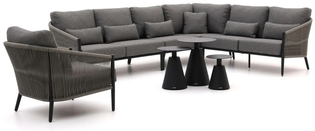 Hoek loungeset Bellagio  | 7 personen | Loungeset Zwart | Hoekbank Aluminium | 313x237.5cm | Kees Smit Tuinmeubelen