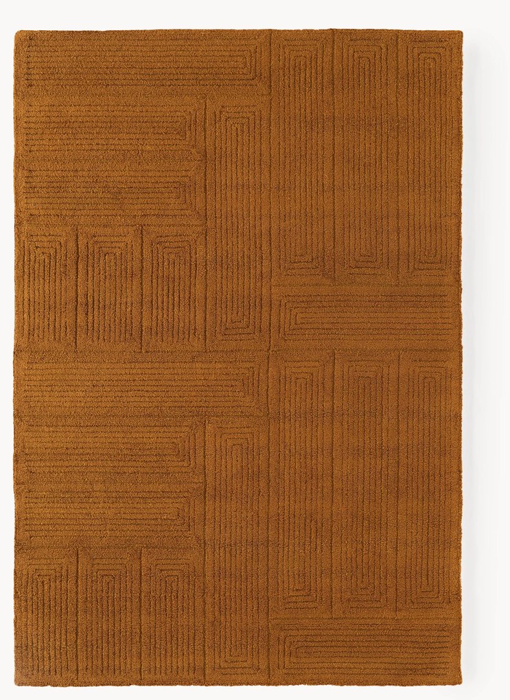 Handgetuft wollen vloerkleed Alexia met geometrisch patroon
